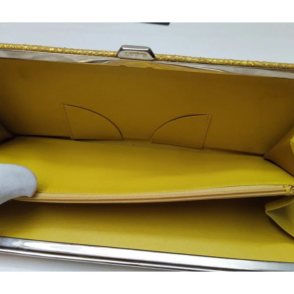 LODIS Yellow Leather Kisslock Framed Long Wallet